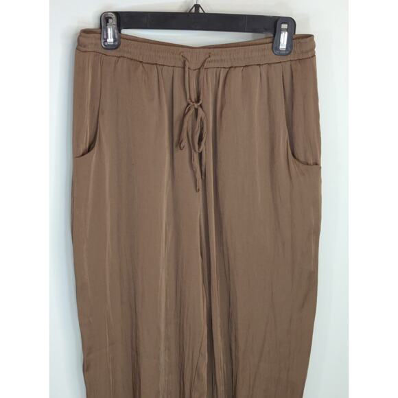 Zara Women's Greenish brown Jogger Pants Large High Waist Minimalist Casual NWOT - Picture 3 of 9
